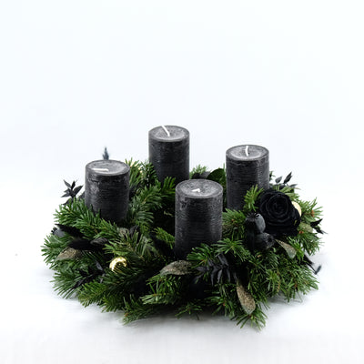 Besonderer Adventskranz in edlem Schwarz | 30cm