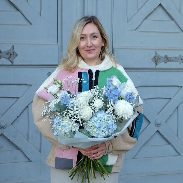 "Be my Baby" in Hellblau und Weiß