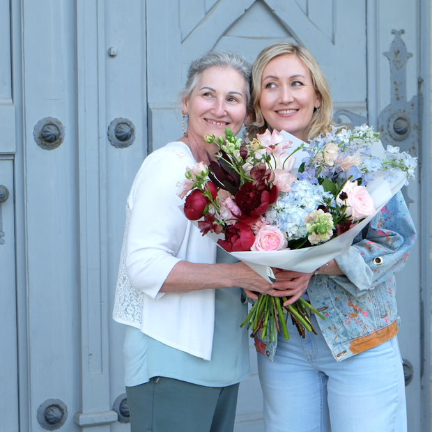 "Ladylike" in Bordeaux, Rosé und Hellblau